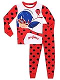 Miraculous Schlafanzug Mädchen | Lady Bug Pyjama für Kinder | Eng Anliegender Lang Schlafanzüge - 128