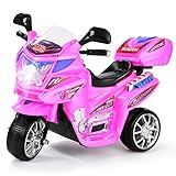 DREAMADE 6V Elektro Kindermotorrad, Kinder Motorrad, Kinderfahrzeug mit Musik & Hupe & Scheinwerfer, Elektromotorrad für Kinder von 3-7 Jahre (Pink)