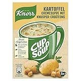 KNORR Cup a Soup Kartoffel Cremesuppe mit Knusper-Croûtons schnelle Suppe ohne geschmacksverstärkende Zusatzstoffe und Farbstoffe 48 g 12 Stück