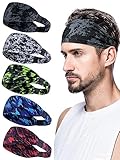 AWUMBUK Sport Stirnband Herren 5 Pcs Schweißband Stirn, Stretchy Haarband Schweißabsorption Atmungsaktiv Haarreif Männer Geeignet Für Bewegung, Fitness, Laufen