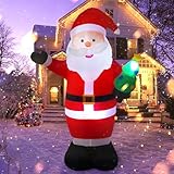 Vintoney 8FT/244cm Weihnachten Aufblasbarer Weihnachtsmann Aufblasbares Rotierendes LED-Licht Gartendekoration Aufblasbar Innen und Außen Verbesserte Weihnachtsmann Weihnachtsdekoration