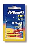 Pelikan 330811 Standard-Tintenpatronen 4001, 2 Etuis, in Blisterverpackung, brillant rot