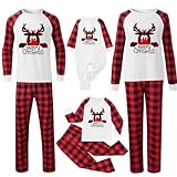 Family Outfit Pyjamas Niedlich Elch Druck Rundhal Sausschnitt Plaid Schlafanzug Weihnachten Familie Weihnachten Gedruckt Home Freizeit Pyjama Eltern-Kind-Set Einteiler Nachtwäsche 02