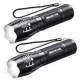 GEARLITE LED Taschenlampe Batteriebetrieben 2 Stücke, 2000 Lumen Taschenlampe LED Extrem Hell mit 5 Modi, IP65 Wasserdicht Taschenlampe Kinder für Camping, Wandern, Outdoor, Notfall