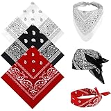 Qufiiry 3 Stück Bandana Kopftuch Damen und Herren, Multifunktionale Große Paisley Bandana Kopftücher Damen, Headwear Haar Schal Ansatz Handgelenk Kopf Biker(55 x 55 cm, Rot, Schwarz, Weiß)