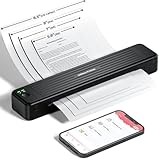 ASprink Mobiler Drucker A4 für Unterwegs, P831 Bluetooth Drucker Klein für US Letter/A4/B5/A5, Drucker Klein Kompakt für Normalpapier/Thermopapier - Schwarz