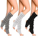 Firtink 3 Paare Damen Beinstulpen Gestrickt Winter Beinwärmer Beinlinge Stricken Beinstulpen Lange Beinwärmer Stiefel Socken für Damen Mädchen