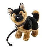 Teddys Rothenburg Kuscheltier Schäferhund mit Leine stehend braun/schwarz 23 cm Plüschschäferhund