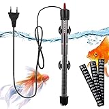 MEGYAD Aquarium Heizung 50W: Temperatur Einstellbare Einstellbar Aquarienheizer mit Temperaturaufkleber, Thermostat für Fischtanks Aquarium Heizstab für Fischtanks und Aquarium 60L