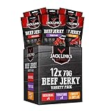 Jack Link's Beef Jerky Mixed Case 70gr - 12er Pack (12x70gr) - Proteinreiches Trockenfleisch vom Rind - Getrocknetes High Protein Dörfleisch - in 3 Varianten