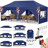 KESSER® Pavillon Faltpavillon 6x3m Festzelt mit 6 abnehmbaren Seitenwänden | Gartenzelt Höhenverstellbar & Wasserdicht + Tasche Bodenanker | Pop-Up Klicksystem UV-Schutz 50+ Partyzelt Navyblau