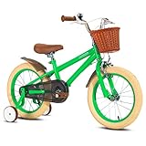 STITCH 16 Zoll Kinderfahrrad für Mädchen und Jungen ab 4–6 Jahren, 40,6 cm (16 Zoll), Kinderfahrrad mit Stützrädern und Handbremsen, Grün