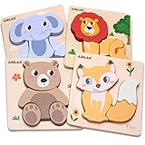 Airlab Holzpuzzle Holzspielzeug für Kinder I Steckpuzzle Montessori Spielzeug I 4er-Set Puzzle Lernspielzeug Pädagogisches Spielzeug Geschenk für Kinder