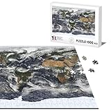 Klassisches Puzzle, 1000 Teile, Weltkarte, Weltkarte, Foto, Satellit, Wolken