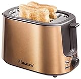 Bestron Toaster mit 2 Röstkammern, Krümelschublade und Brötchen-Röstaufsatz, 1.000 W, Edelstahl in Kupfer-Optik