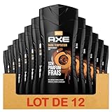 AXE - 5-in-1-Duschgel für Herren, Dark Temptation, 24 Stunden, feuchtigkeitsspendend, 87% natürliche Inhaltsstoffe, Schokoladenduft (12 x 250 ml)