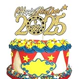 1 Packung Happy New Year 2024 Cake Topper Glitter Clock Cheers to 2024 New Year Cake Pick Hello 2024 Cake Decorations for Welcome 2024 Happy New Year's Eve Party Supplies Gold