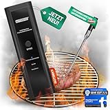 KITAPO Fleischthermometer kabellos [inkl. App], Grillthermometer, intelligentes Bratenthermometer für Küche und Grill, hohe Reichweite, hitzebeständig bis 300°C, Thermometer Kochen, Küchenthermometer