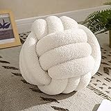 Bigougem Knotenkugelkissen, Knotbugelwurf Kissen Ultra weiche Begleiterin dekoratives handgewebte Knotbugel Lamm Samtsofa Kissen, Knotenkissen, Sofa-Kissen Beige