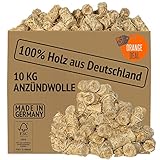 ORANGE DEAL Anzünder Holzwolle Öko 10kg (ca. 760 Stück) Anzündwolle Feueranzünder Grillanzünder Kaminanzünder für Ofen Kamin und Grill