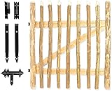 Floranica Imprägniertes Gartentor Höhe: 120cm Breite: 100cm Lattenabstand 6-9cm Haselnussholz Schlupftürelement Tor Inklusive Zubehör Staketentor für Staketenzaun 7 Größen