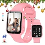 MiracDan 4G Smartwatch Kinder, IP68 Wasserdicht Smartwatch Kinder mit GPS, Telefon, Videoanruf, Voice Chat, SOS, Schulmodus, Schrittzähler, Wecker, Schlafen (Rosa)