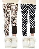 Adorel Mädchen Winter Leggings Gefüttert Warm Bunt Dicke Thermohosen 2er-Pack Leopardenmuster & Wieße Punkte 152-158 (Herstellergröße 160)