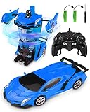 Gemokrt Spielzeugauto Roboter, 2 in 1, ferngesteuertes Auto, Transformers, ferngesteuertes Auto für Jungen und Mädchen, Spielzeug Geschenk für Kinder von 3 bis 12 Jahren, Spielzeug, Blau