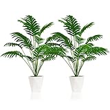 SAJANDAS 2er Set künstliche Areca Palme Pflanzen in Töpfen, 85 cm Kunstpflanzen Tropischen Palmen mit Grünen Blätter und Stämme, Kunstpalme mit Töpfen für Zuhause, Bürodekoration