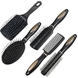 5 Stück Haarbürste Set Massag Haarbürsten Rund Kamm Entlüftung Hair Brush für Frauen Männer, Heimgebrauch, Reisen