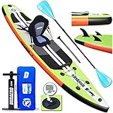 Stand up Paddling Board Aufblasbare SUP Board Set, inkl. Kajak Sitz, 330x76x15cm, Tragkraft bis 150Kg, Cam Halterung, Integrierte Kick-Pad, 3 Finnen, Verstellbares Doppel-Paddel, Komplettes Zubehör