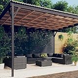 ANGYANG 11-TLG. Garten-Lounge-Set mit Kissen, Terassenmöbel Wetterfest, Loungemöbel Terrasse, Garden Furniture, Garten Sitzgruppe, Sitzecke Balkon, Poly Rattan Grau