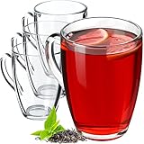 KADAX Teegläser, Wassergläser mit Henkel, Glastassen, Saftgläser, Gläserset, Gläser für Tee, Kaffee, Wasser, Drink, Eistee, Saft, Trinkgläser, Kaffegläser (Lina, 350ml 4 Stück)