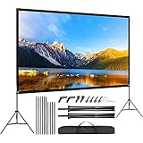 VISULAPEX 120' Leinwand Beamer mit Stand HD 4K, 16: 9, 160°Betrachtung Leinwand Beamer mit Stativ Schnelles Falten Tragbare für Heimkino, Camping und Büropräsentationen