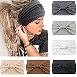 Kavya 6 Pcs Stirnband Damen Breite Elastische Weiche Boho Haarbänder Leopard Print Haarschmuck Yoga Sport Haarband Mehrfarbig Haarreifen Damen