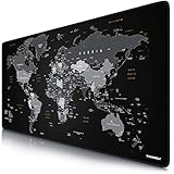 CSL-Computer TITANWOLF - XXL Mauspad Gaming Titanwolf 900x400 mm - Mousepad XXL Gaming Groß - Tischunterlage Large Size - verbessert Präzision und Geschwindigkeit - Design Weltkarte Schwarz