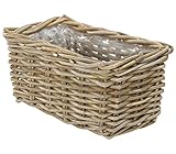 Dehner Rattan-Pflanzkasten, ca. 40 x 23 x 20 cm, Rattangeflecht, grau/braun