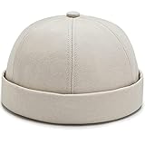 XYIYI Meeresmütze aus Baumwolle, ohne Krempe, verstellbar, Street Casual, Schiffsmütze, Skullcap Beanie Hat, Beige, Etikett Einheitsgröße, beige, One Size