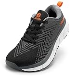 FitVille Extra Weite Laufschuhe Herren Joggingschuhe Gedämpft Sportschuhe Leicht Atmungsaktiv Turnschuhe Tennis Fitness Jogging Walkingschuhe,Schwarz mit Grau,44 EU,X-Weit