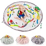 all Kids United® Kinder Spielzeug-Beutel Aufbewahrungsbeutel Ø 140cm Spielzeugsack Aufräumsack & Spieldecke mit Kordelzug aus (Flamingo)