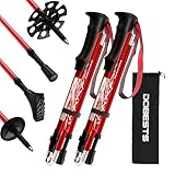 DOBESTS Wanderstöcke, Nordic Walking Stöcke Aluminium & Carbon, mit extra Gummipuffer und Tragebeutel, Faltbare Leichte Trekkingstöcke für Damen und Herren, Wanderstock Verstellbar 110cm-130cm, Rot