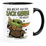 MoonWorks® Kaffee-Tasse mit Spruch Mir nicht auf den Sack gehen du sollst Baby Yoda Bürotasse lustige Kaffeebecher weiß-innen-schwarz standard