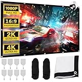 WIYETY 100 Zoll Leinwand Beamer: 16:9 HD Projektionsleinwand, Leinwand für Beamer mit Seile und Haken, Tragbare Filmleinwand für Zuhause, Büro, Schule und Outdoor Camping