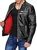 Red Bridge Herren Kunstleder Jacke Biker-Look Lederjacke dünn gefütterte Casual Übergangsjacke, Schwarz, L