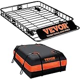 VEVOR Dachgepäckträger Korb Auto Dachkorb Universal 1305 x 915 x 127 mm, Dachgepäckträger Wanne inkl. Tasche 90,7 kg Tragfähigkeit Relingträger Fracht Gepäckablage Schwarz für Camping, Reisen