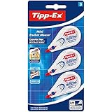 Tipp-Ex Korrekturroller Mini Pocket Mouse, 6m x 5mm, 3er Pack, Ideal für das Büro, das Home Office oder die Schule, Weiß