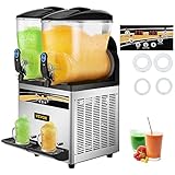 VEVOR Kommerzielle Slusheis Maschine, 2 x 15 L Slush Eismaschine, 1000W Slushy Maschine, -2 ℃ ~ -3 ℃ slush Maker Maschine 64 kg Slush-Eis-Maschine für Hotels, Café, Hochzeit, Cocktails