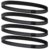 4 Stück Haarband Jungs Sport, Haarband Herren,Haarband Sport Kinder,Haarband Kinder Jungs Fussball Haarband Jungs,Elastisches Haarband Rutschfeste Stirnbänder Kinder Haarbänder Damen Dünn-Schwarz