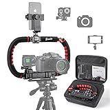 Zeadio Stabilisator für Kamera Handy GoPro, Faltbare Handgriff Video Rig Steadycam Stabilizer für alle Action Kamera, Kamera, Camcorder, DSLR, Smartphone, iPhone, Huawei, Samsung usw