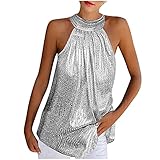 Hängehals Reißverschluss Tank Top Damen Sommer Rundhals Hals Vest Top Spaghetti Oberteile Sommermode ärmellose Shirt Tanktops Frauen Sexy Sommermode Scoop-Ausschnitt Shirt Damen Party